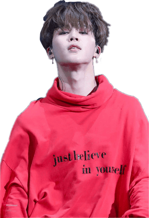 Jimin Red Sweatshirt Inspiration PNG image with transparent background