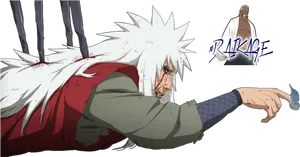 Jiraiya Final Moment Naruto Anime PNG Image