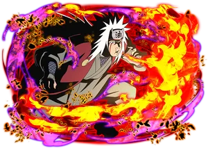 Jiraiya Fire Technique Anime Art PNG Image