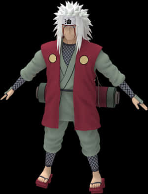 Jiraiya Naruto Character Render PNG image with transparent background
