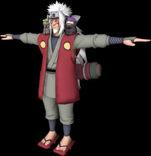 Jiraiya Naruto3 D Model PNG image with transparent background