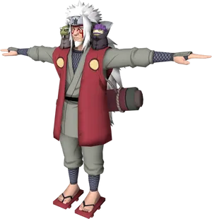 Jiraiya Naruto3 D Model PNG Image