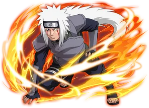 Jiraiya Ninjain Flames PNG Image