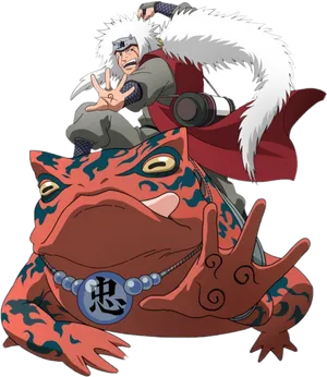 Jiraiya Riding Gamabunta Naruto Anime PNG Image