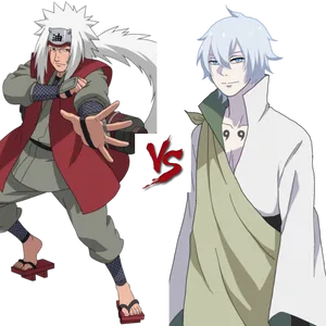 Jiraiya Versus Suigetsu Anime Showdown PNG Image