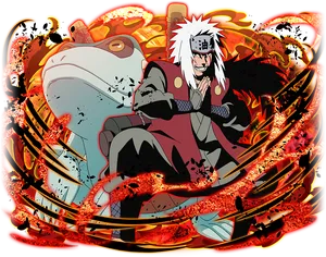 Jiraiyaand Gamabunta Battle Stance PNG Image