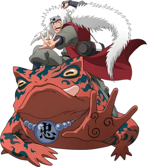 Jiraiyaand Toad Summoning Naruto Anime PNG Image