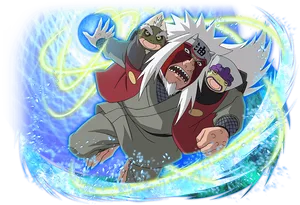 Jiraiyaand Toads Naruto Anime Artwork PNG Image