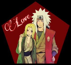 Jiraiyaand Tsunade Anime Love Illustration PNG image with transparent background