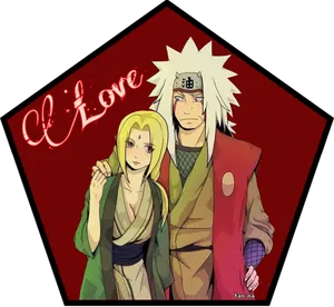 Jiraiyaand Tsunade Anime Love Illustration PNG Image