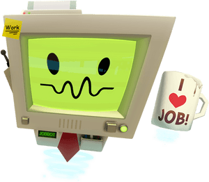 Job Bot Cartoon Character Computer PNG image with transparent background