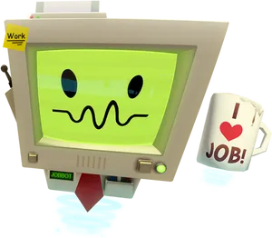 Job Bot Cartoon Character Computer PNG Image