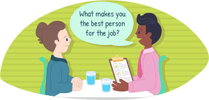 Job Interview Cartoon Illustration PNG image with transparent background