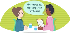 Job Interview Cartoon Illustration PNG Image