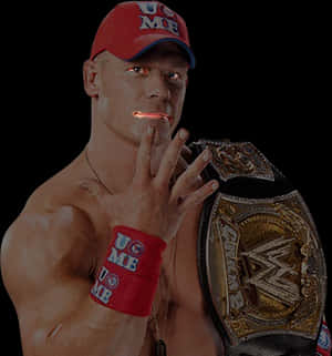 John Cena Championship Belt Pose PNG image with transparent background
