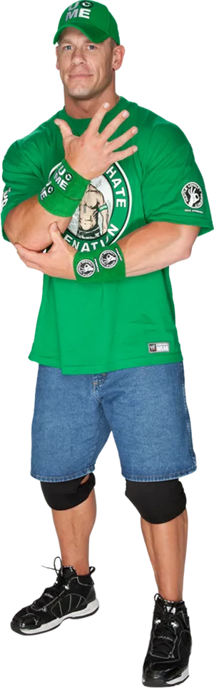 John Cena Green Shirt Pose PNG Image