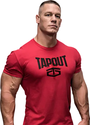 John Cena Red Tapout Shirt PNG Image