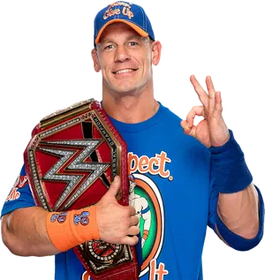 John Cena W W E Champion O K Gesture PNG Image