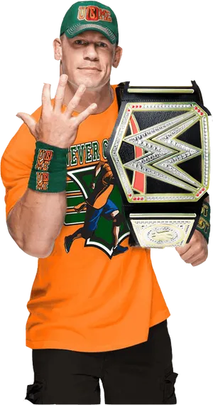 John Cena W W E Champion Pose PNG Image