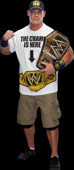 John Cena W W E Champion Pose PNG image with transparent background