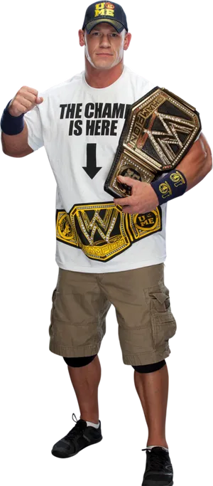 John Cena W W E Champion Pose PNG Image