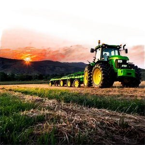 John Deere Tractor At Sunset Png Yfc PNG Image