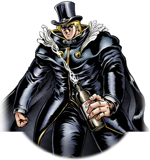 Jojo Character With Top Hatand Cape PNG Image