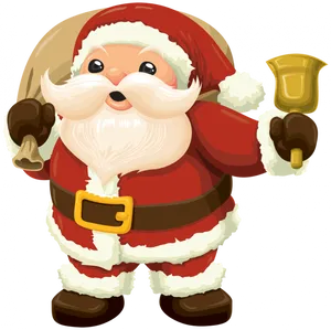 Jolly Santa Claus Bell Ringing PNG Image