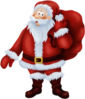 Jolly Santa Claus Carrying Gifts PNG Image