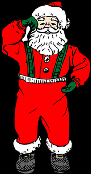 Jolly Santa Claus Saluting PNG image with transparent background