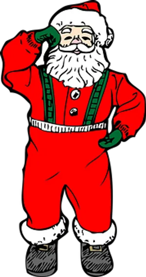 Jolly Santa Claus Saluting PNG Image