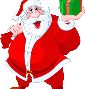 Jolly Santa Clauswith Gift PNG Image