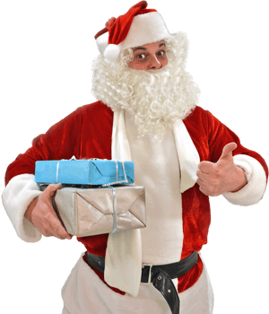 Jolly Santa Clauswith Gifts PNG with transparent background
