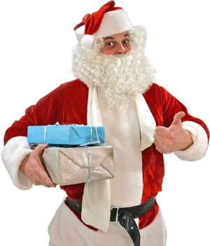 Jolly Santa Clauswith Gifts PNG Image