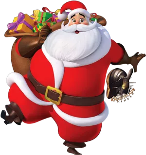 Jolly Santa Clauswith Gifts.png PNG Image