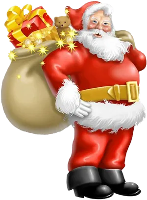 Jolly Santa Clauswith Gifts PNG Image