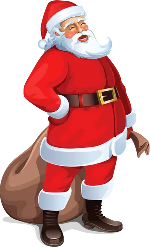 Jolly Santa Clauswith Sack PNG Image