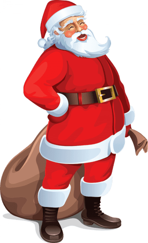 Jolly Santa Clauswith Sack PNG image with transparent background