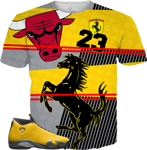 Jordan 14 Yellow Ferrari Shirt, HD Png Download PNG image with transparent background