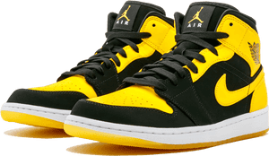 Jordan Retro 1 Yellow And Black Grade School, HD Png Download PNG image with transparent background