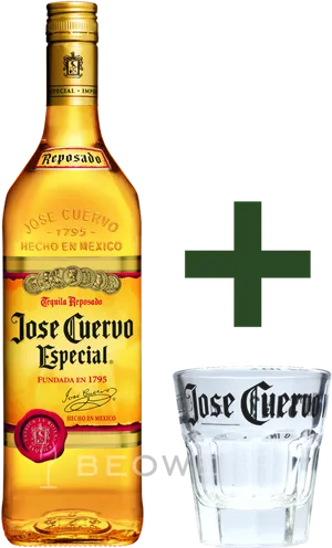 Jose Cuervo Especial Reposado Tequilaand Glass PNG Image