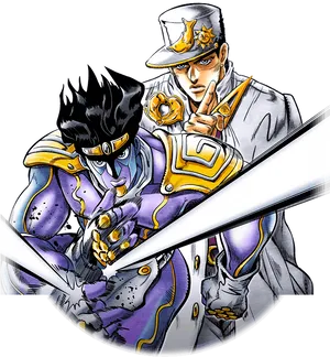 Jotaroand Star Platinum Illustration PNG Image