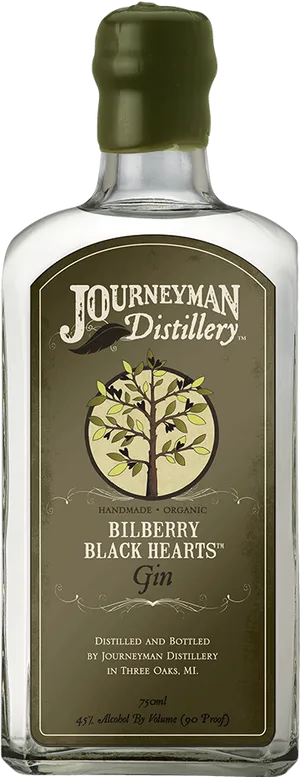 Journeyman Distillery Bilberry Black Hearts Gin Bottle PNG Image