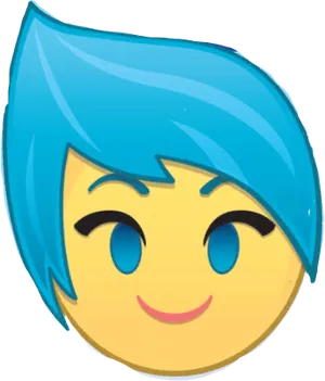 Joyful Blue Haired Emoji PNG Image