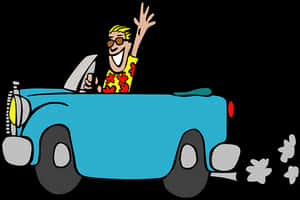 Joyful Cartoon Man Driving Car PNG image with transparent background