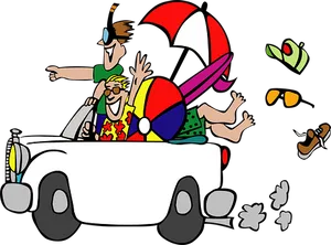 Joyful Cartoon Road Trip PNG Image