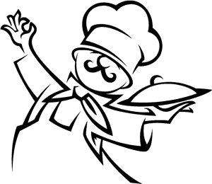 Joyful Chef Cartoon Outline PNG with transparent background
