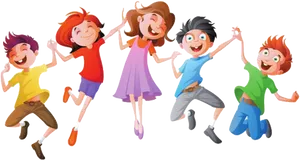 Joyful Children Celebrating Friendship PNG Image