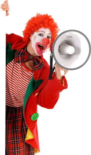 Joyful Clown With Megaphone PNG Image