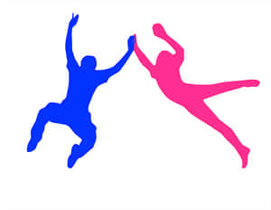 Joyful Couple Silhouette Jumping PNG with transparent background